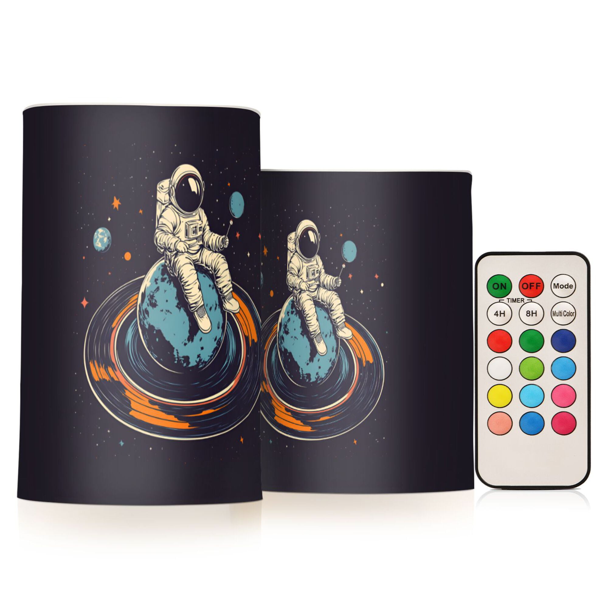 Yayeee Flameless Candles with Remote Flickering Battery Operated Multi Color Changing, Black Astronaut Record