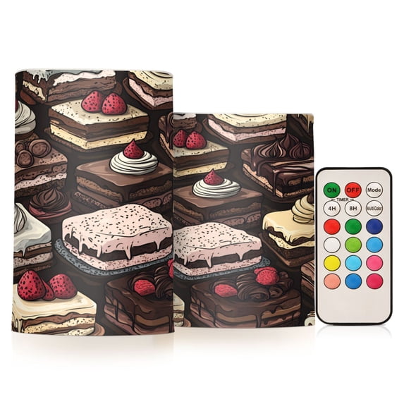 Yayeee Flameless Candles with Remote Flickering Battery Operated Multi Color Changing, Black Chocolate Cakes