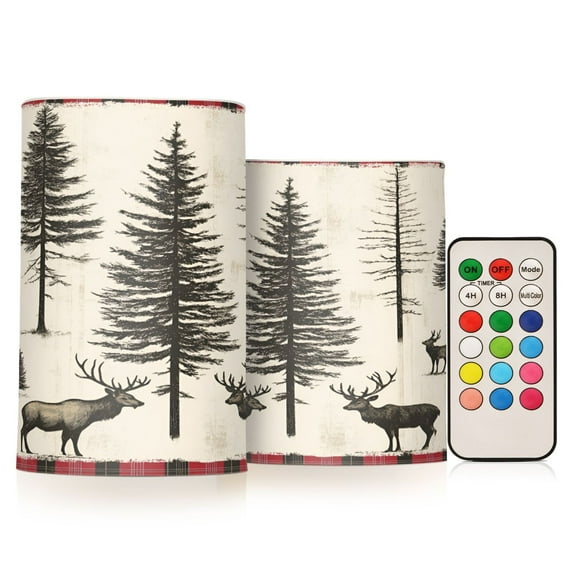 Yayeee Flameless Candles with Remote Flickering Battery Operated Multi Color Changing, Black Deer