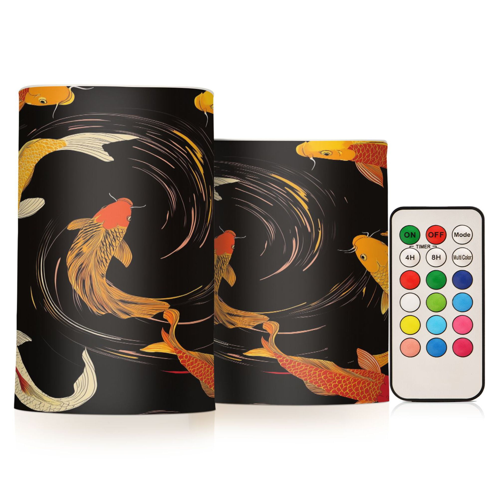 Yayeee Flameless Candles with Remote Flickering Battery Operated Multi Color Changing, Black Fish Pattern