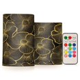 thumbnail image 1 of Yayeee Flameless Candles with Remote Flickering Battery Operated Multi Color Changing, Black Flower Pattern, 1 of 7