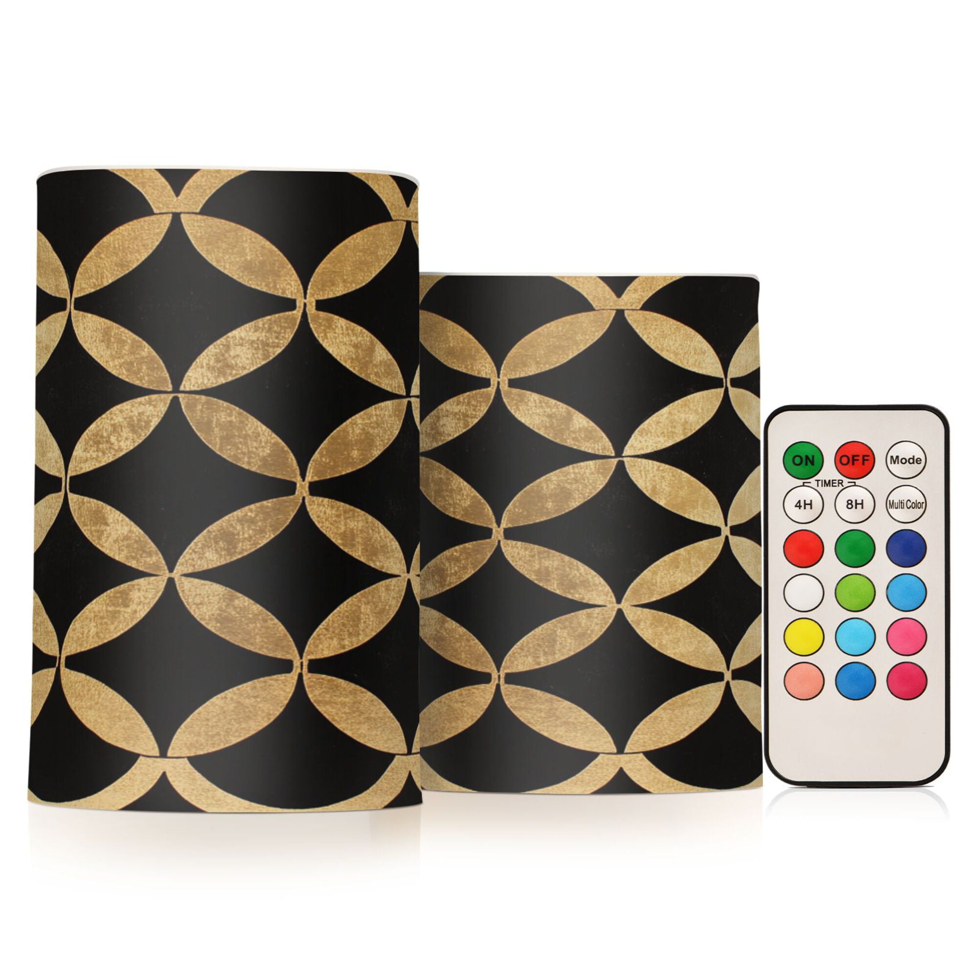 Yayeee Flameless Candles with Remote Flickering Battery Operated Multi Color Changing, Black Geometric