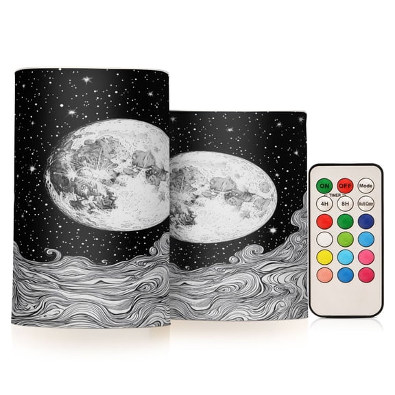 Yayeee Flameless Candles with Remote Flickering Battery Operated Multi Color Changing, Black Moon