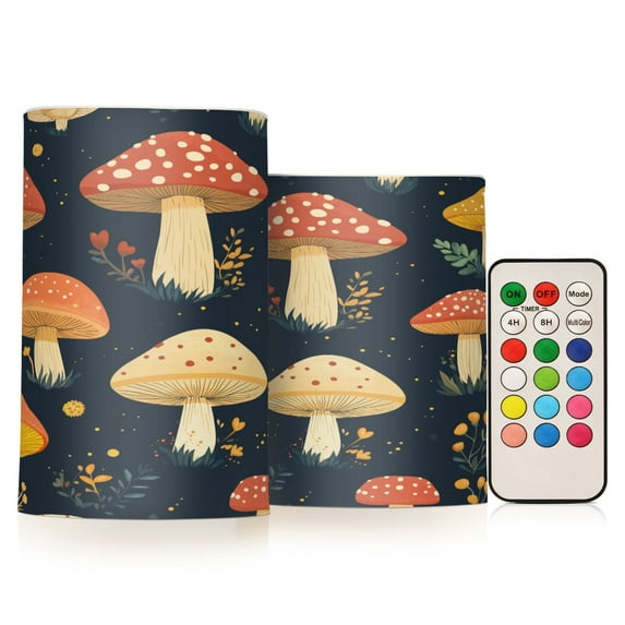 Yayeee Flameless Candles with Remote Flickering Battery Operated Multi Color Changing, Black Mushroom Pattern