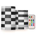 thumbnail image 1 of Yayeee Flameless Candles with Remote Flickering Battery Operated Multi Color Changing, Black and Gray Plaid Pattern, 1 of 7