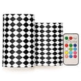 thumbnail image 1 of Yayeee Flameless Candles with Remote Flickering Battery Operated Multi Color Changing, Black and White Geometric, 1 of 7