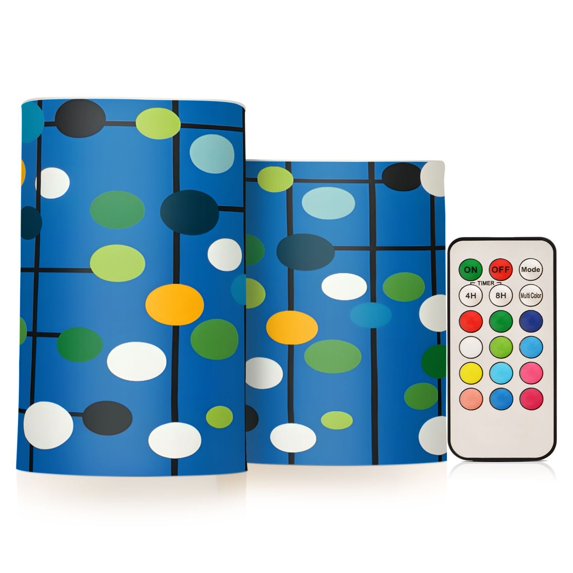 Yayeee Flameless Candles with Remote Flickering Battery Operated Multi Color Changing, Blue Abstract