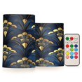thumbnail image 1 of Yayeee Flameless Candles with Remote Flickering Battery Operated Multi Color Changing, Blue Art Pattern, 1 of 7