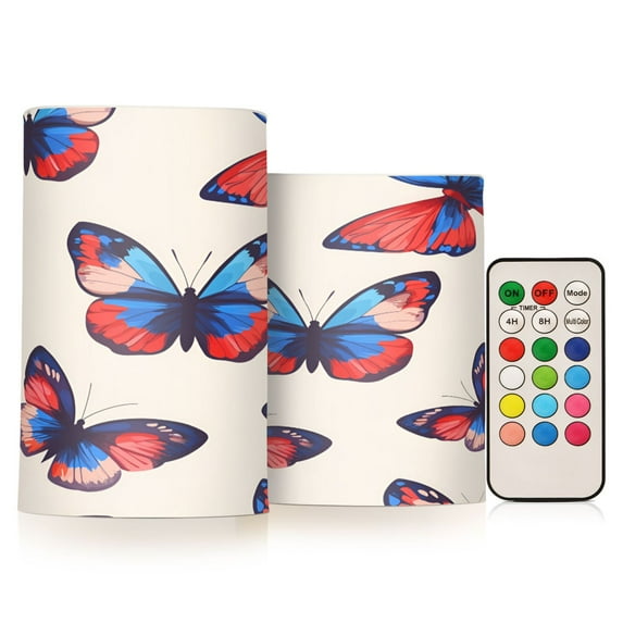 Yayeee Flameless Candles with Remote Flickering Battery Operated Multi Color Changing, Blue Butterflies