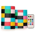 thumbnail image 1 of Yayeee Flameless Candles with Remote Flickering Battery Operated Multi Color Changing, Blue Checkered Pattern, 1 of 7
