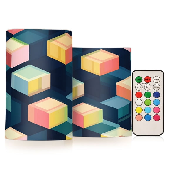 Yayeee Flameless Candles with Remote Flickering Battery Operated Multi Color Changing, Blue Cubes
