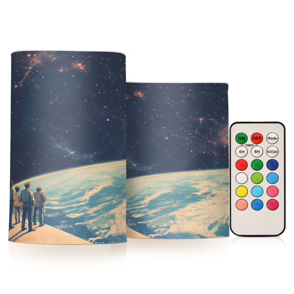 Yayeee Flameless Candles with Remote Flickering Battery Operated Multi Color Changing, Blue Earth