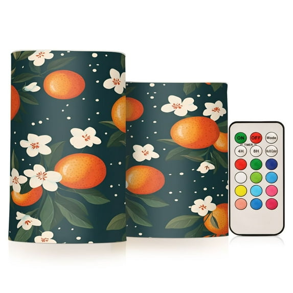 Yayeee Flameless Candles with Remote Flickering Battery Operated Multi Color Changing, Blue Floral Oranges