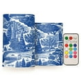 thumbnail image 1 of Yayeee Flameless Candles with Remote Flickering Battery Operated Multi Color Changing, Blue Garden Pattern, 1 of 7