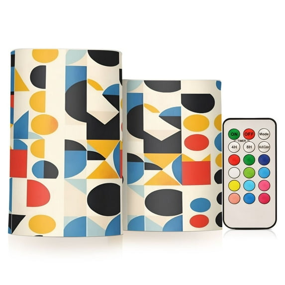 Yayeee Flameless Candles with Remote Flickering Battery Operated Multi Color Changing, Blue Geometric