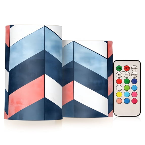 Yayeee Flameless Candles with Remote Flickering Battery Operated Multi Color Changing, Blue Geometric