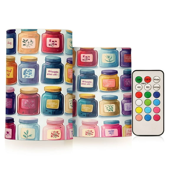 Yayeee Flameless Candles with Remote Flickering Battery Operated Multi Color Changing, Blue Jam Jars