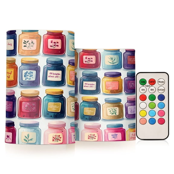 Yayeee Flameless Candles with Remote Flickering Battery Operated Multi Color Changing, Blue Jam Jars