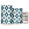 thumbnail image 1 of Yayeee Flameless Candles with Remote Flickering Battery Operated Multi Color Changing, Blue Mosaic Pattern, 1 of 7
