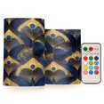 thumbnail image 1 of Yayeee Flameless Candles with Remote Flickering Battery Operated Multi Color Changing, Blue Peacock Feathers Pattern, 1 of 7