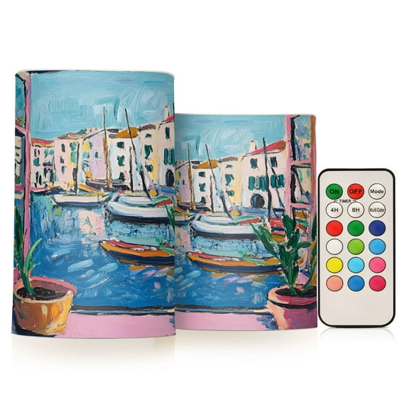 Yayeee Flameless Candles with Remote Flickering Battery Operated Multi Color Changing, Blue Plants Window