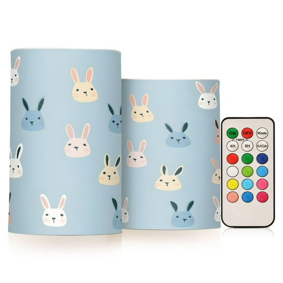 Yayeee Flameless Candles with Remote Flickering Battery Operated Multi Color Changing, Blue Rabbits