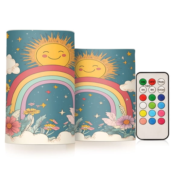 Yayeee Flameless Candles with Remote Flickering Battery Operated Multi Color Changing, Blue Rainbow