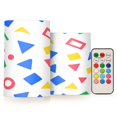thumbnail image 1 of Yayeee Flameless Candles with Remote Flickering Battery Operated Multi Color Changing, Blue Retro Triangles, 1 of 7