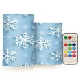 thumbnail image 1 of Yayeee Flameless Candles with Remote Flickering Battery Operated Multi Color Changing, Blue Snowflake, 1 of 7