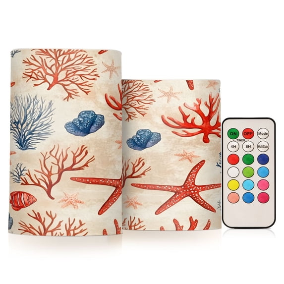 Yayeee Flameless Candles with Remote Flickering Battery Operated Multi Color Changing, Blue Starfish