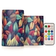 thumbnail image 1 of Yayeee Flameless Candles with Remote Flickering Battery Operated Multi Color Changing, Blue Vibrant Leaves Pattern, 1 of 7