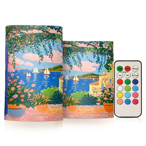 Yayeee Flameless Candles with Remote Flickering Battery Operated Multi Color Changing, Blue Window