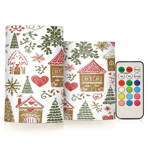 Yayeee Flameless Candles with Remote Flickering Battery Operated Multi Color Changing, Brown Nordic Christmas House