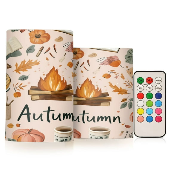 Yayeee Flameless Candles with Remote Flickering Battery Operated Multi Color Changing, Campfire Pattern