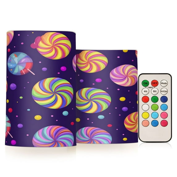 Yayeee Flameless Candles with Remote Flickering Battery Operated Multi Color Changing, Candy Cosmic Swirls