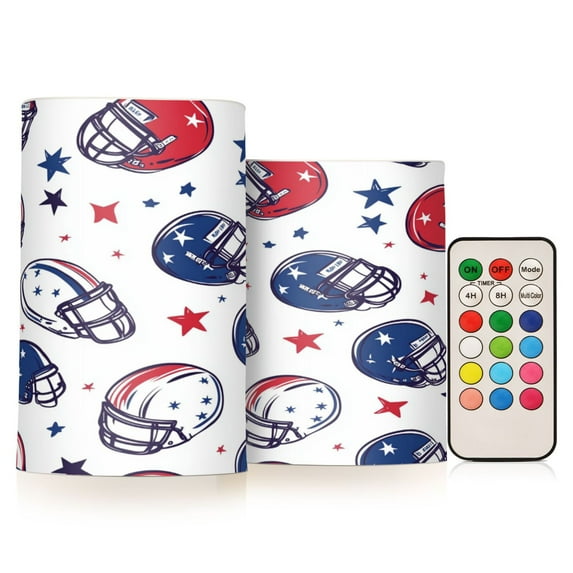 Yayeee Flameless Candles with Remote Flickering Battery Operated Multi Color Changing, Cartoon American Football Helmets