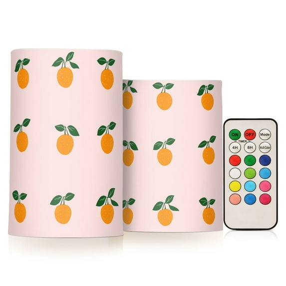Yayeee Flameless Candles with Remote Flickering Battery Operated Multi Color Changing, Cartoon Citrus