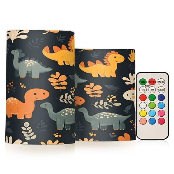 Yayeee Flameless Candles with Remote Flickering Battery Operated Multi Color Changing, Cartoon Dinosaur