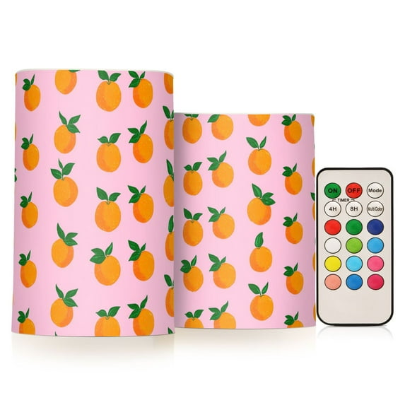 Yayeee Flameless Candles with Remote Flickering Battery Operated Multi Color Changing, Cartoon Oranges