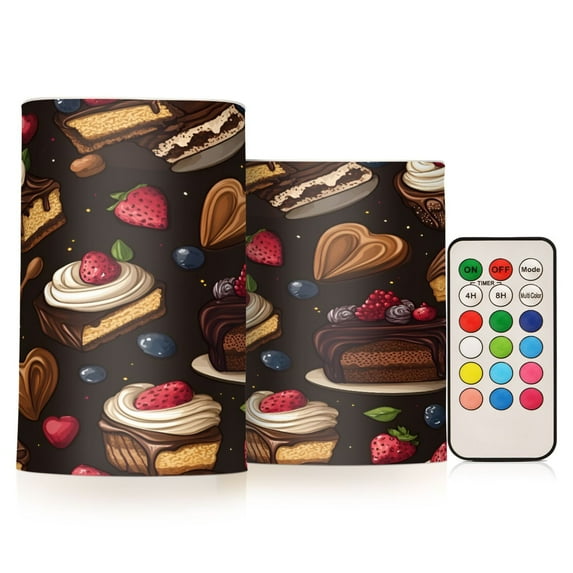 Yayeee Flameless Candles with Remote Flickering Battery Operated Multi Color Changing, Chocolate Cakes