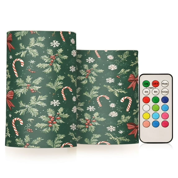 Yayeee Flameless Candles with Remote Flickering Battery Operated Multi Color Changing, Christmas Candy Cane