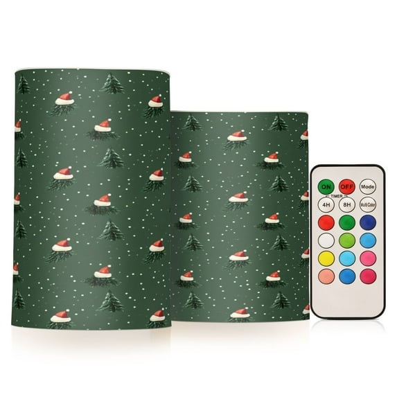Yayeee Flameless Candles with Remote Flickering Battery Operated Multi Color Changing, Christmas Forest