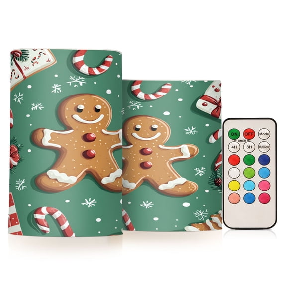 Yayeee Flameless Candles with Remote Flickering Battery Operated Multi Color Changing, Christmas Gingerbread