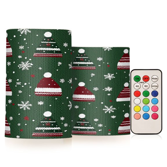 Yayeee Flameless Candles with Remote Flickering Battery Operated Multi Color Changing, Christmas Hats