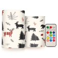thumbnail image 1 of Yayeee Flameless Candles with Remote Flickering Battery Operated Multi Color Changing, Christmas Plaid Deer, 1 of 7