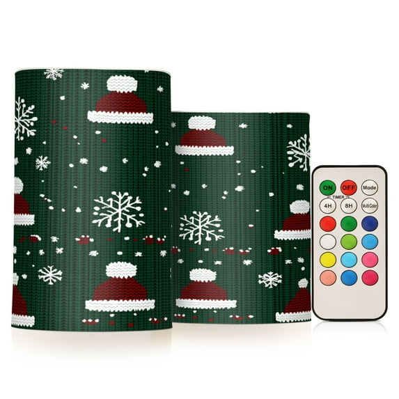 Yayeee Flameless Candles with Remote Flickering Battery Operated Multi Color Changing, Christmas Santa Hats