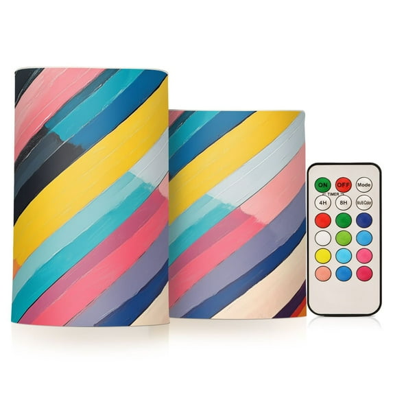 Yayeee Flameless Candles with Remote Flickering Battery Operated Multi Color Changing, Color Striped