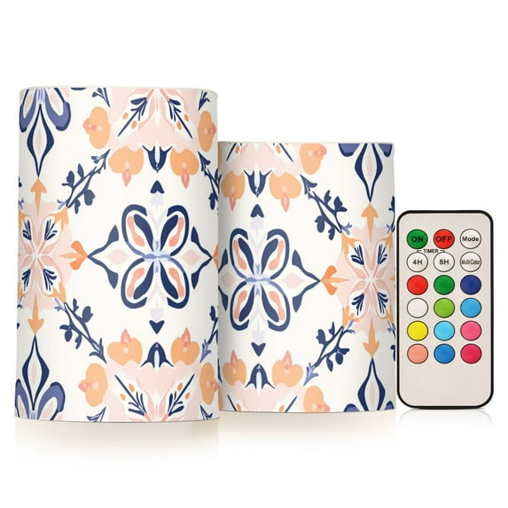 Yayeee Flameless Candles with Remote Flickering Battery Operated Multi Color Changing, Colorful Abstract Pattern