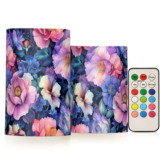 Yayeee Flameless Candles with Remote Flickering Battery Operated Multi Color Changing, Colorful Art Flowers