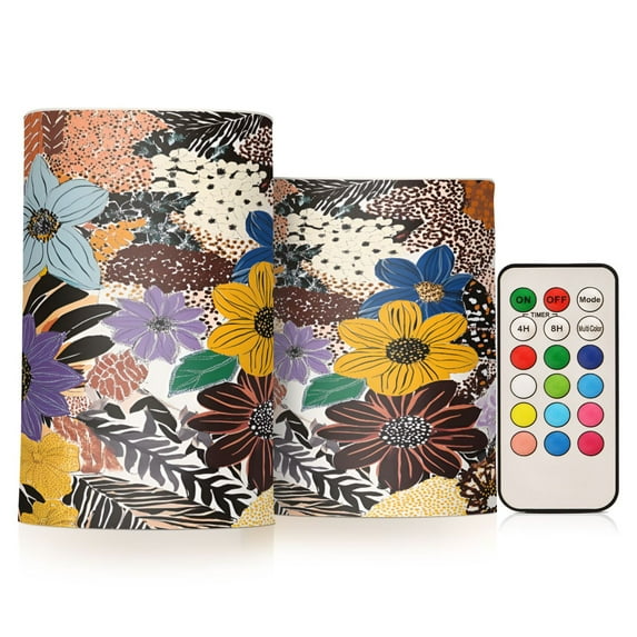 Yayeee Flameless Candles with Remote Flickering Battery Operated Multi Color Changing, Colorful Flowers